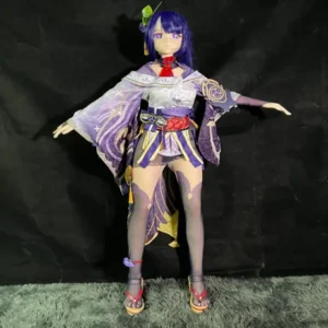 Anime Sexdoll ตุ๊กตายางอนิเมะ น้องโฮชินะ Hoshina ผมสีนน้ำเงินใส่ชุดกิโมโนเข้ากับสีผม ยืนกางแขน กางขา