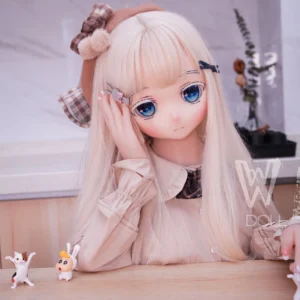ตุ๊กตายางอนิเมะ anime sexdoll น้องกุโกะ น่ารักผมสีชมพูอ่อน เอามือจับหน้าตัวเอง