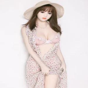 ตุ๊กตายาง น้องญี่ปุ่น น่ารักไสตล์สาวญี่ปุ่น สวมชุดเดรสเปิดอก สวมหมวกสาน