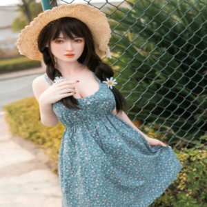 ตุ๊กตายางสาวบ้านนอกญี่ปุ่นน้องโนริโกะใส่หมวกทำไร่ ชุดเดรสสีฟ้าลายดอก