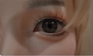 ดวงตาตุ๊กตายางซูมให้ดูเป็นสีดำอ่อน